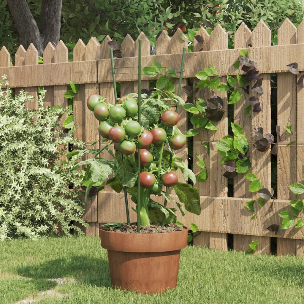 Vidaxxl supports pour plantes 5 pcs avec 3 anneaux 45 cm acier vert