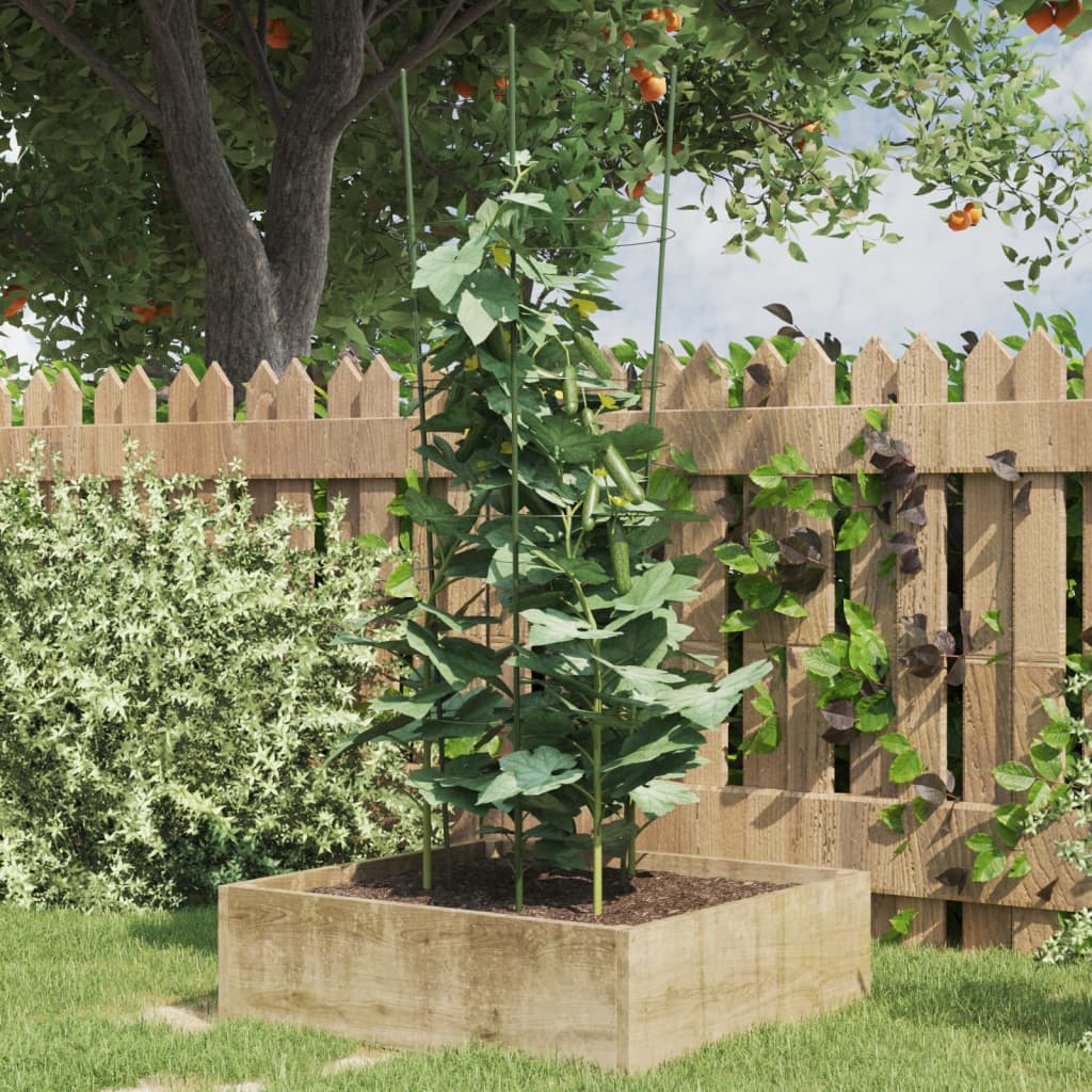 VidaXL supports pour plantes 5 pcs avec 4 anneaux 90 cm acier vert