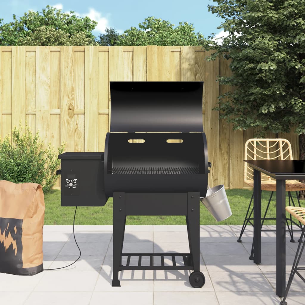 Vidaxl barbecue à pellets avec plaque de base 94 cm fer noir
