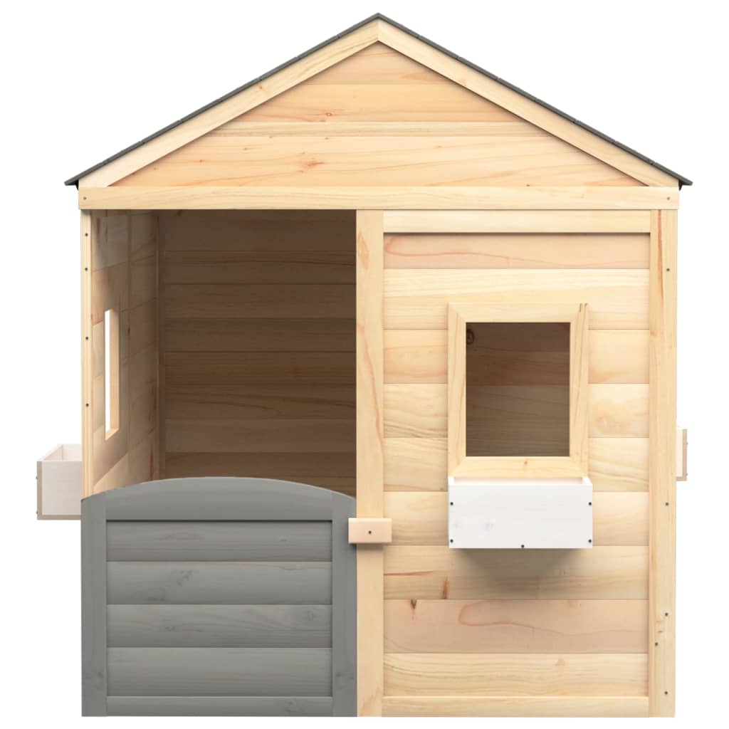 VidaXL Playhouse avec porte verrouillable et pots de fleurs en bois de pin massif