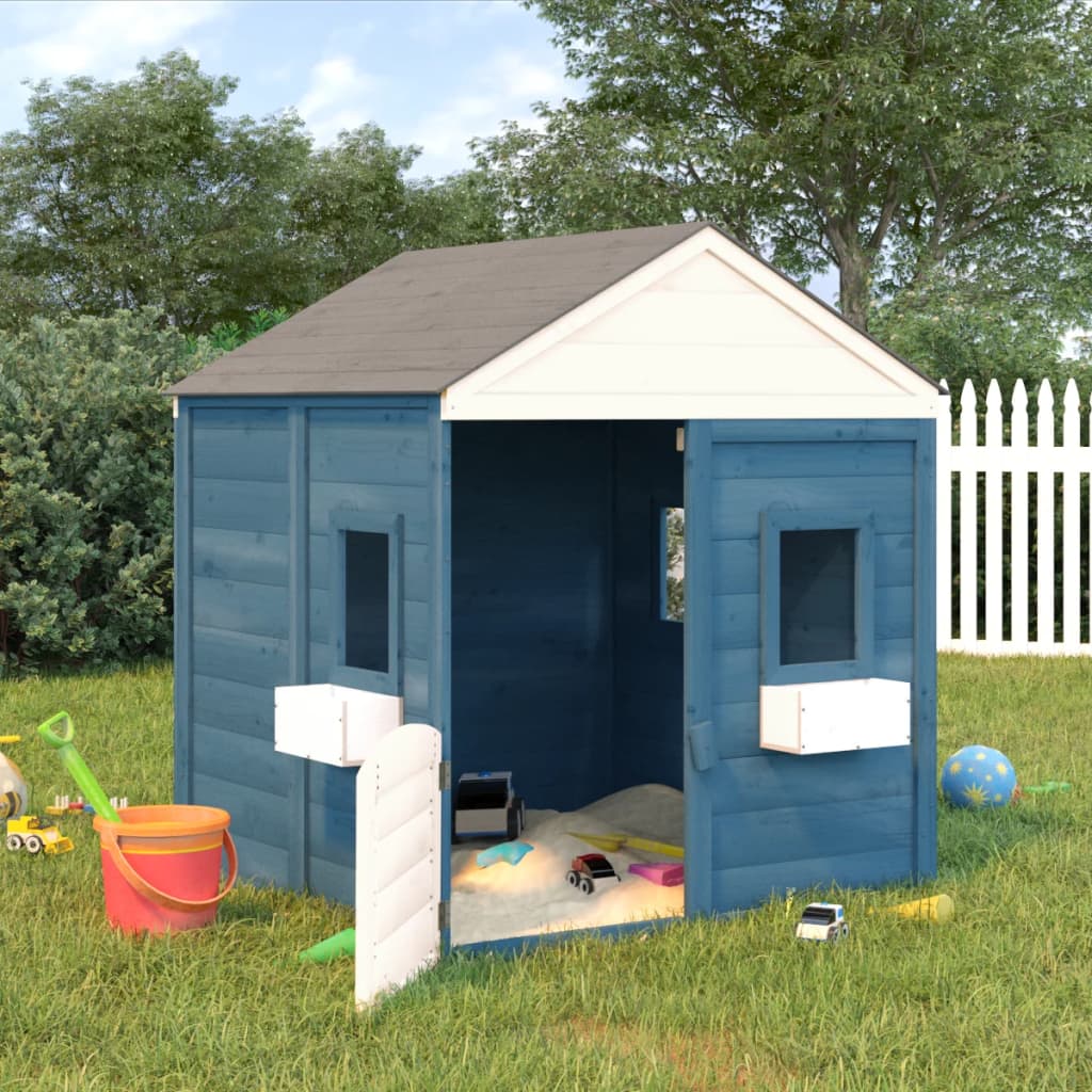 VidaXL Playhouse avec porte verrouillable et pots de fleurs en bois de pin massif