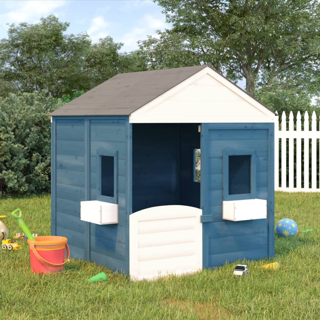 VidaXL Playhouse avec porte verrouillable et pots de fleurs en bois de pin massif