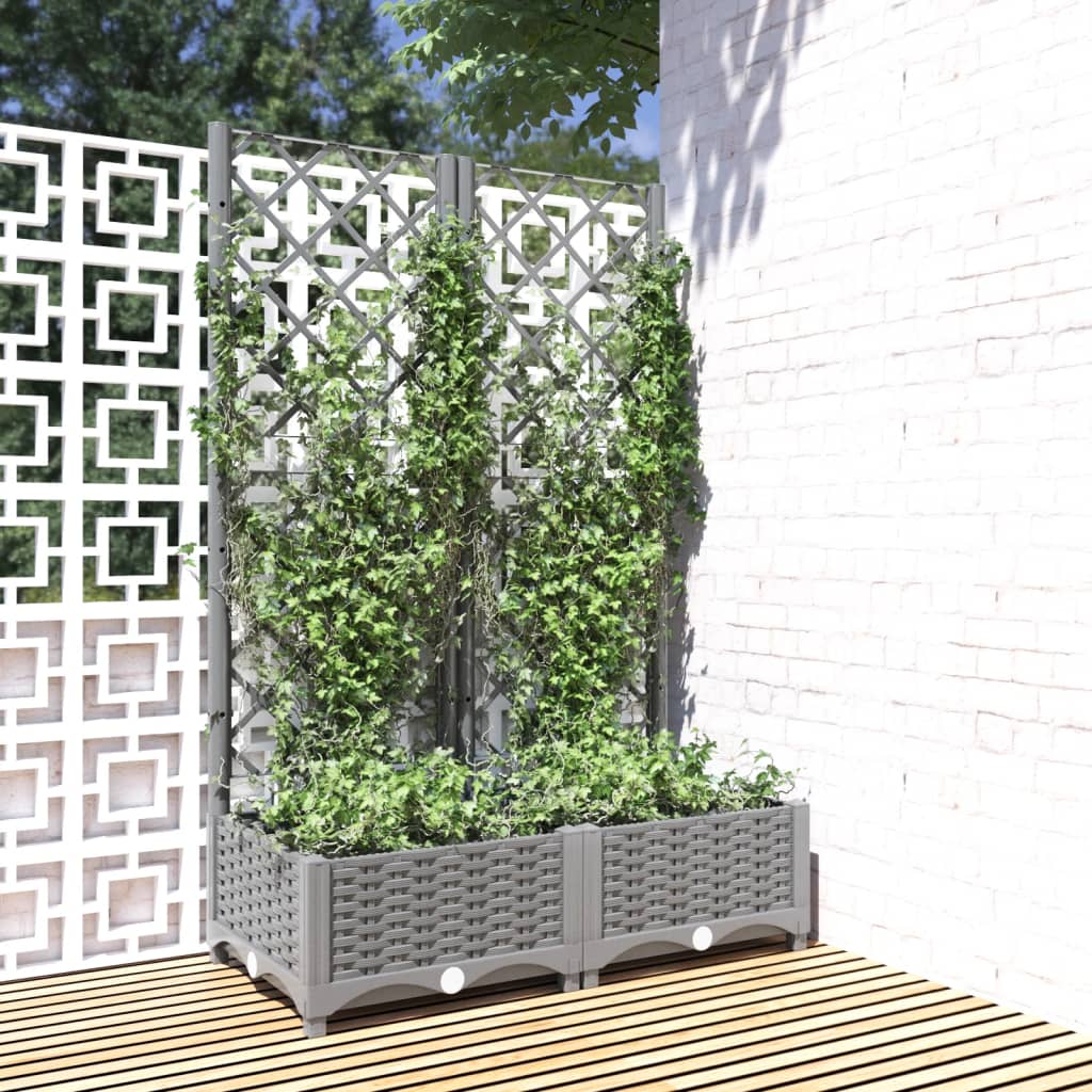 Vidaxx jardinière avec treillis 80x40x121,5 cm polypropylène gris clair