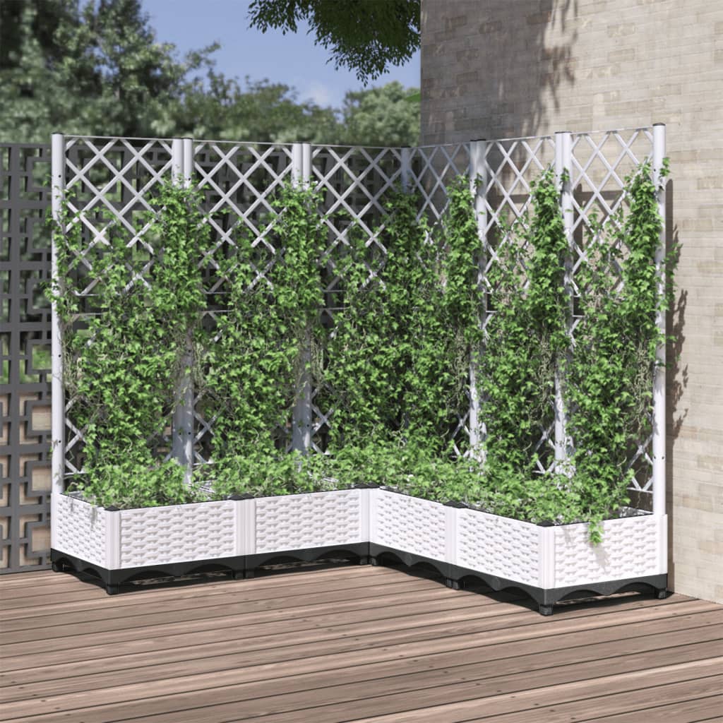 Vidaxx jardinière avec treillis 120x120x121,5 cm polypropylène blanc
