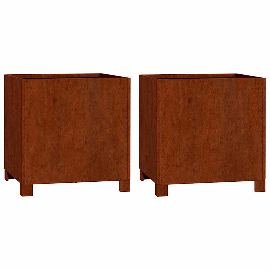 Vidaxx jardinières avec pieds 2 pcs rouillé 42x40x43 cm acier corten