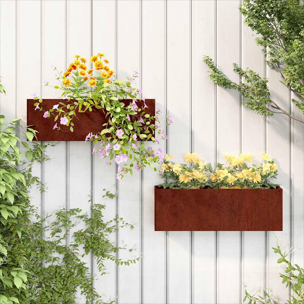 Vidaxx jardinières murales 2 pcs 53x10x17 cm acier corten rouillé