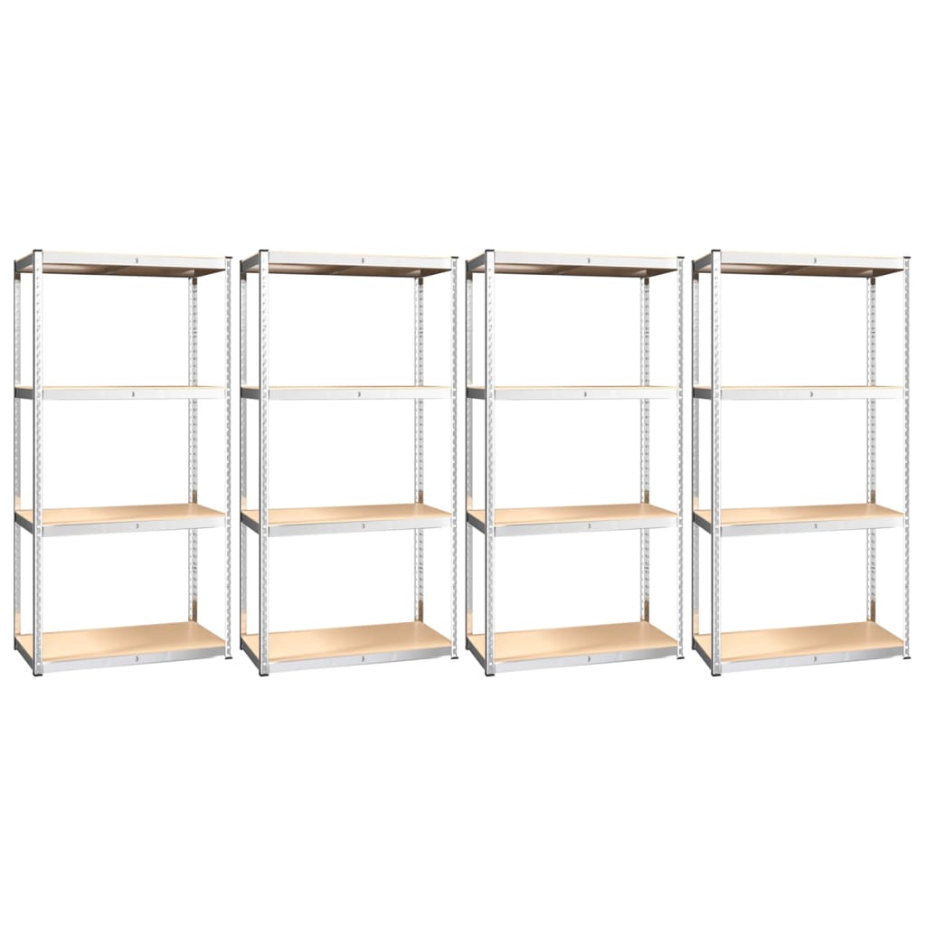 VidaXL étagère de rangement 4 couches 4 pcs acier bois traité couleur argent