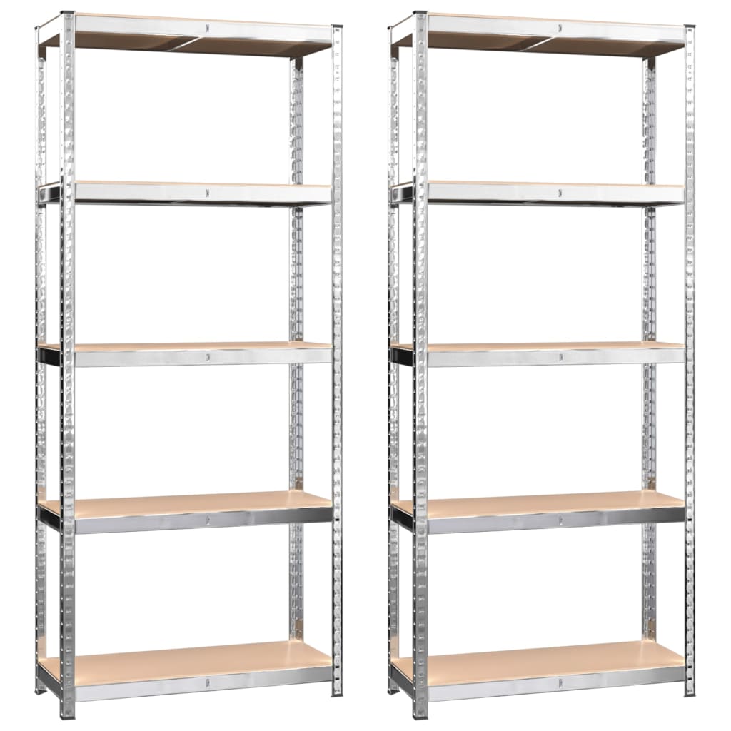 VidaXL Étagère de rangement 5 couches 2 pcs acier et bois d'ingénierie couleur argent