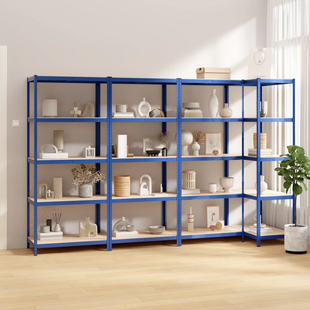 VidaXL Étagère de rangement 5 couches 4 pcs acier bois traité bleu