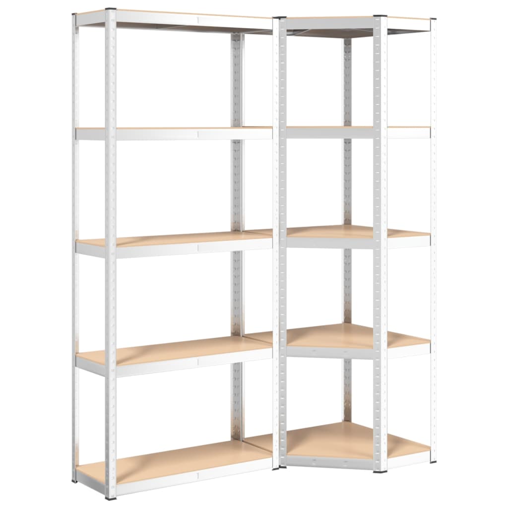 VidaXL Étagère de rangement 5 couches 2 pcs acier et bois d'ingénierie couleur argent