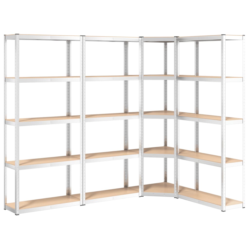 VidaXL Étagères de rangement 5 couches 4 pcs acier et bois d'ingénierie couleur argent