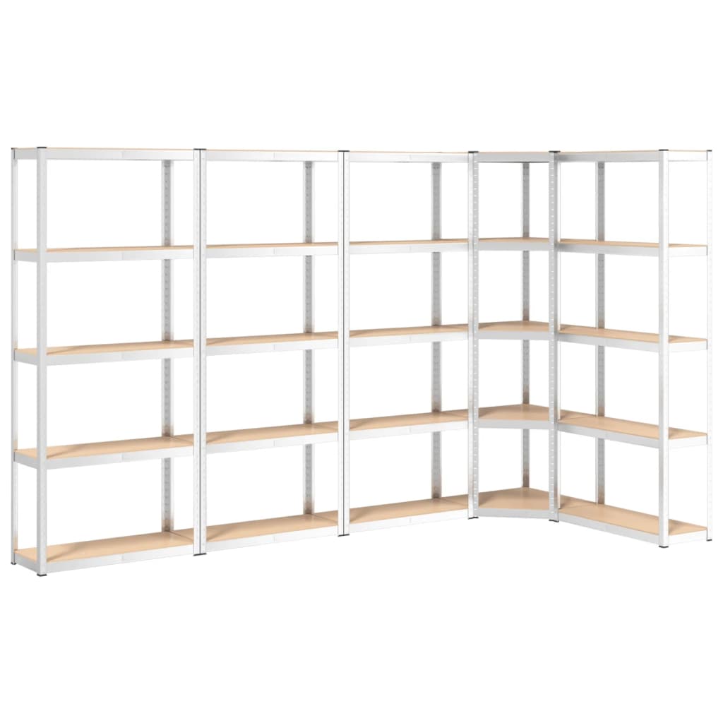 VidaXL Étagères de rangement 5 couches 5 pcs acier et bois d'ingénierie couleur argent