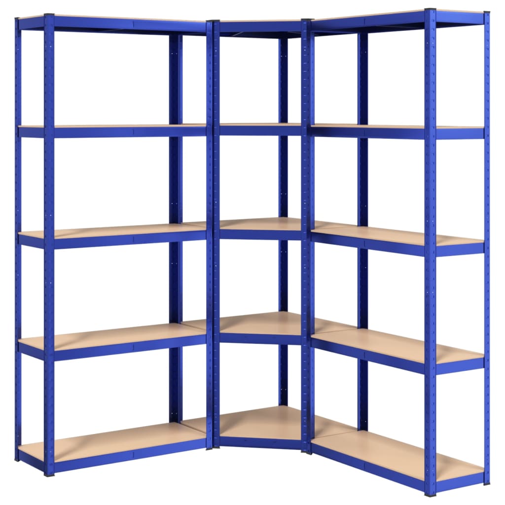 VidaXL Étagères de rangement 3 pcs 5 couches en acier et bois d'ingénierie bleu