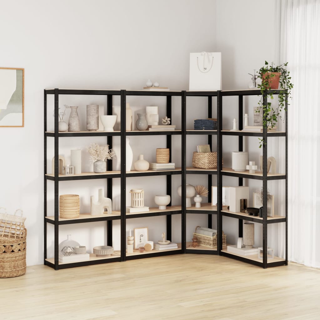 VidaXL Étagères de rangement 4 pcs 5 couches en acier et bois d'ingénierie couleur anthracite