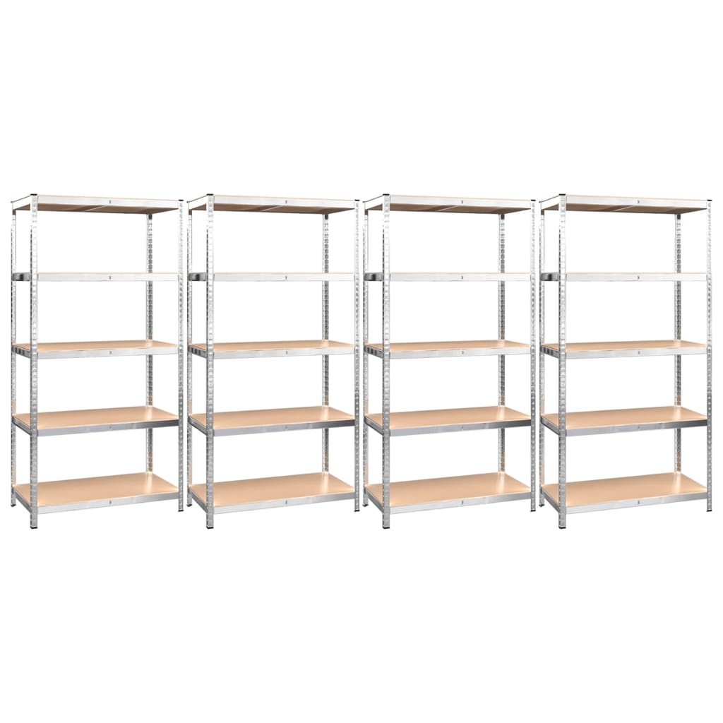 VidaXL Étagères de rangement 5 couches 4 pcs acier et bois d'ingénierie couleur argent