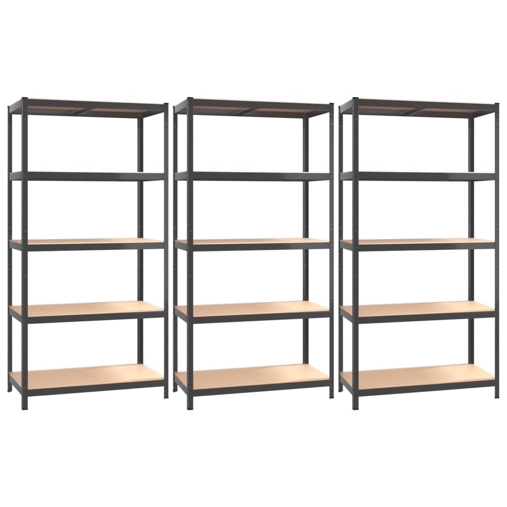 VidaXL Étagère de rangement 5 couches 3 pcs acier bois traité couleur anthracite