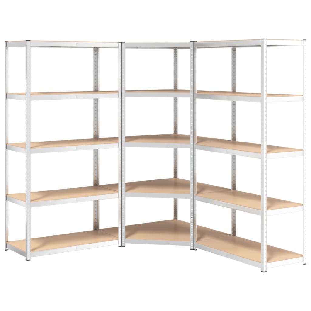VidaXL Étagère de rangement 5 couches 3 pcs acier et bois d'ingénierie couleur argent
