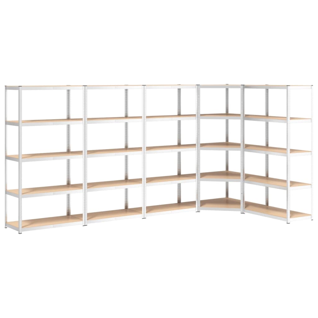 VidaXL Étagères de rangement 5 couches 5 pcs acier et bois d'ingénierie couleur argent