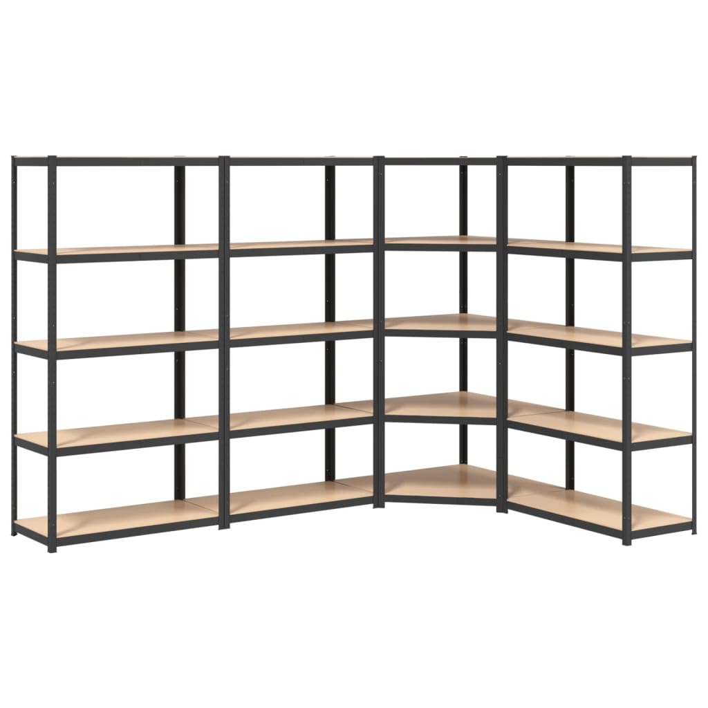 VidaXL Étagères de rangement 4 pcs 5 couches en acier et bois d'ingénierie couleur anthracite