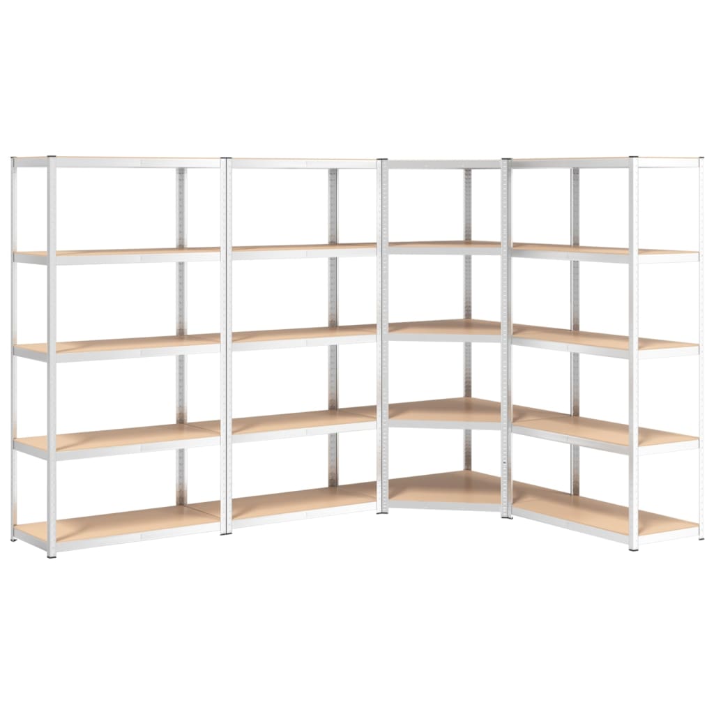 VidaXL Étagères de rangement 5 couches 4 pcs acier et bois d'ingénierie couleur argent