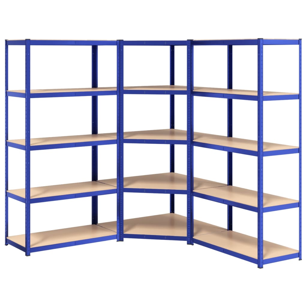 VidaXL Étagères de rangement 3 pcs 5 couches en acier et bois d'ingénierie bleu
