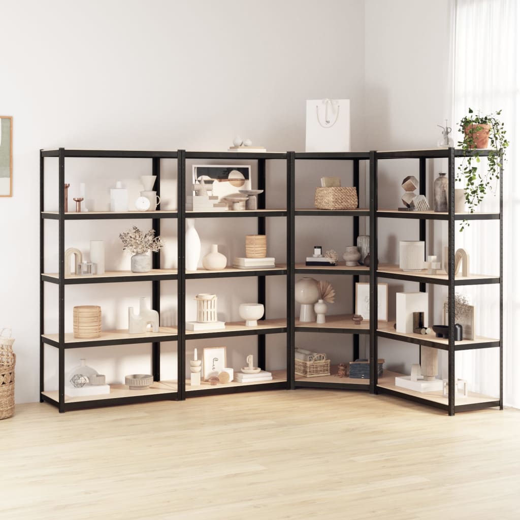 VidaXL Étagères de rangement 4 pcs 5 couches en acier et bois d'ingénierie couleur anthracite