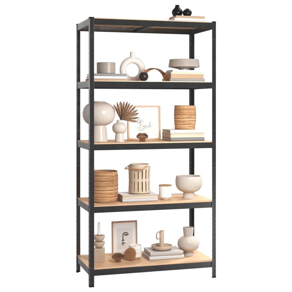 VidaXL Étagères de rangement 5 couches robustes 2 pièces en acier et bois d'ingénierie gris