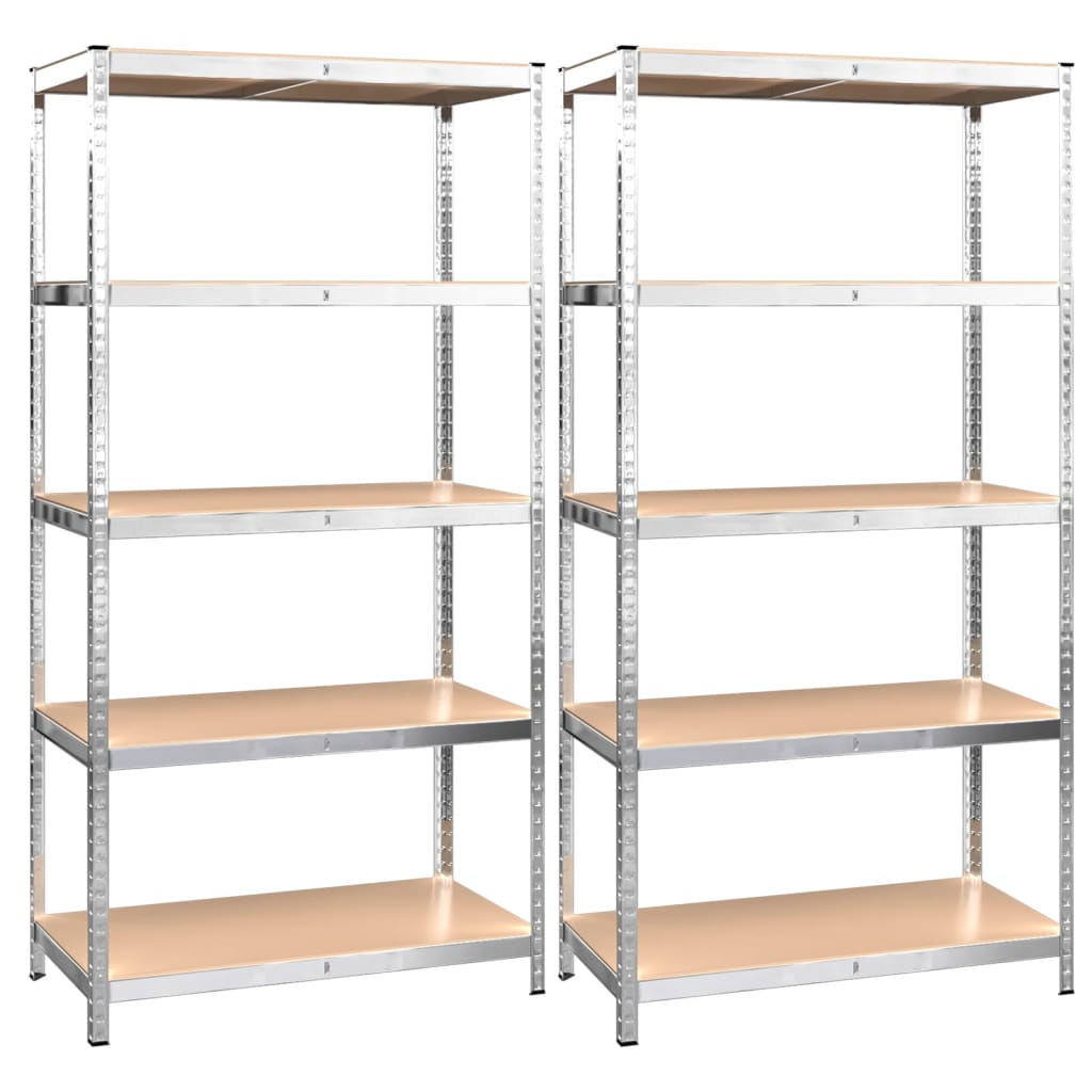 VidaXL Étagère de rangement 5 couches 2 pcs acier et bois d'ingénierie couleur argent
