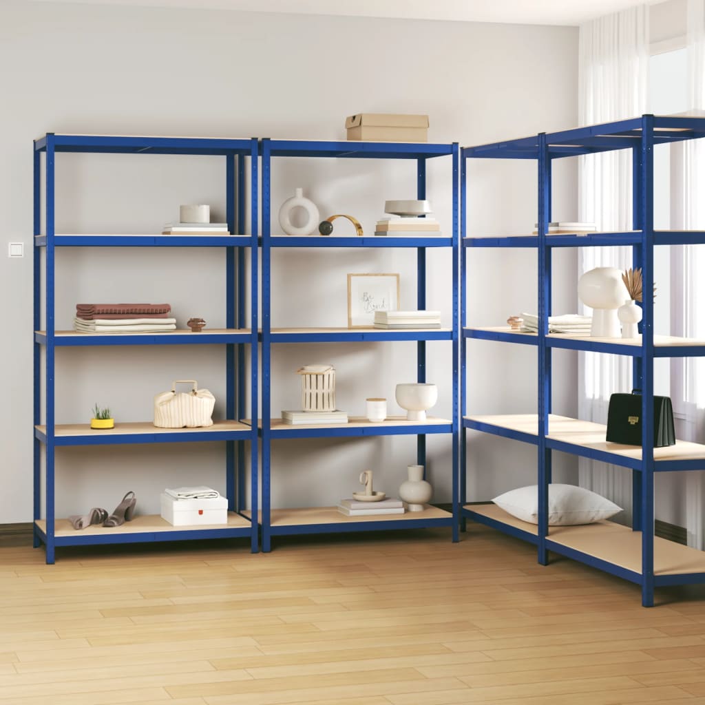 VidaXL Étagère de rangement 5 couches 4 pcs acier bois traité bleu