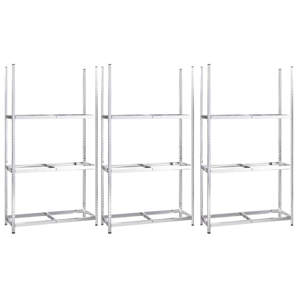 VidaXL Porte-pneus 3 couches 3 pcs 110x40x200 cm acier couleur argent