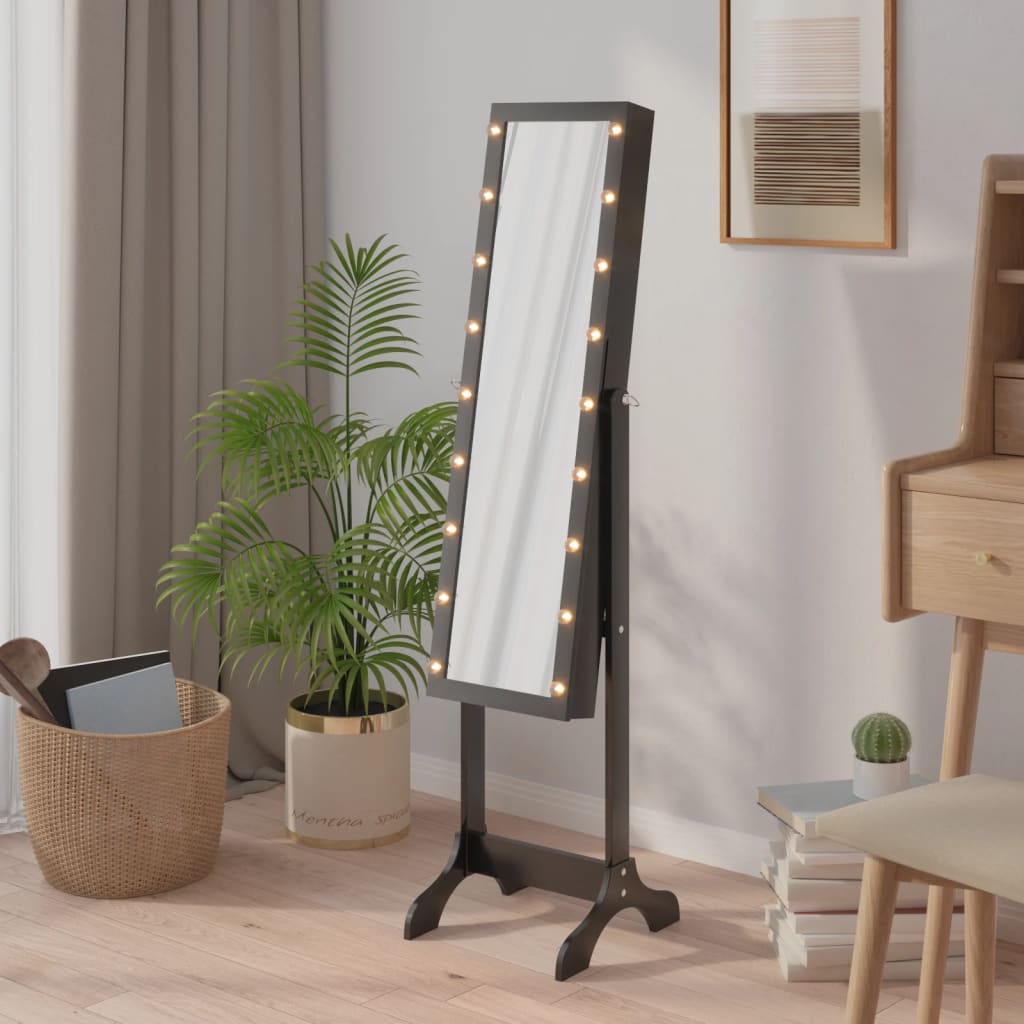Vidaxx miroir sur pied avec LED 34x37x146 cm noir