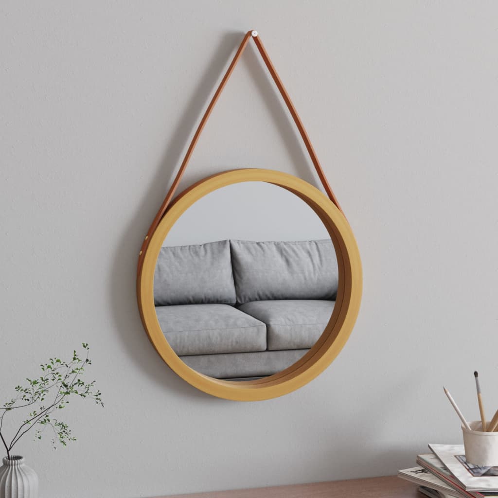 Miroir mural Vidaxx avec bande ø 45 cm doré