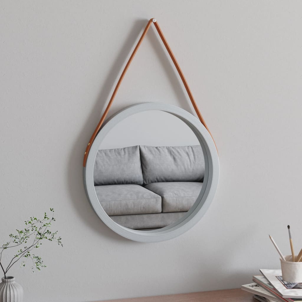 Miroir mural Vidaxx avec bande ø 45 cm argenté