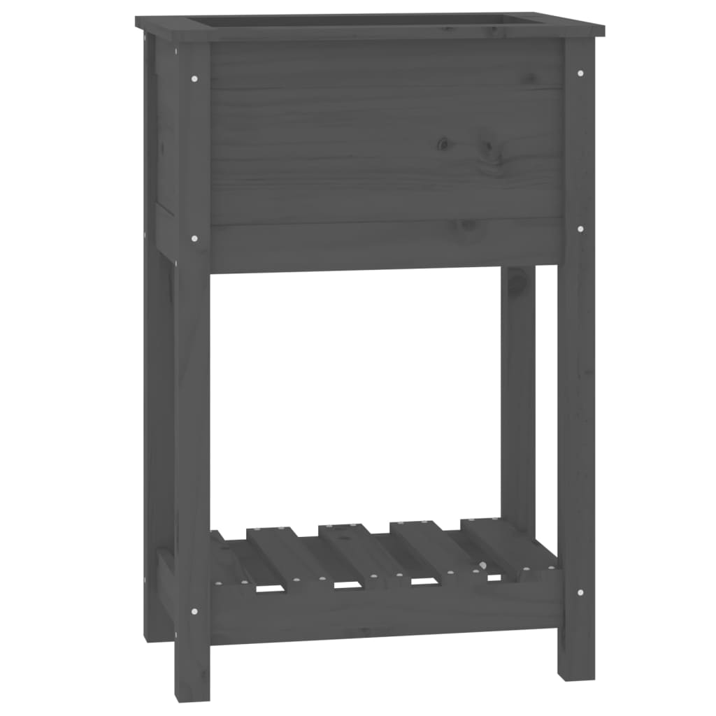 Vidaxx jardinière avec étagère 54x34,5x81 cm bois de pin massif gris