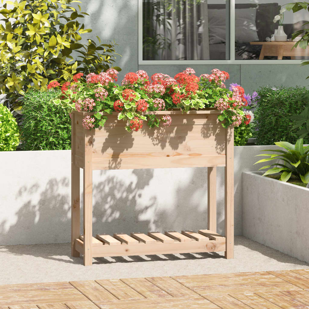 VidaXL Jardinière avec étagère 82,5x34,5x81 cm bois de pin massif