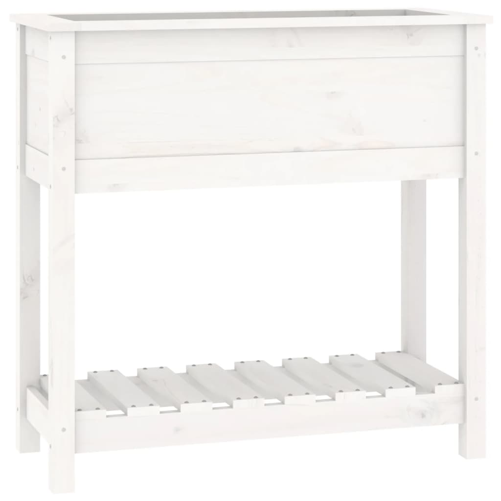Vidaxx jardinière avec étagère 82,5x34,5x81 cm bois de pin massif blanc