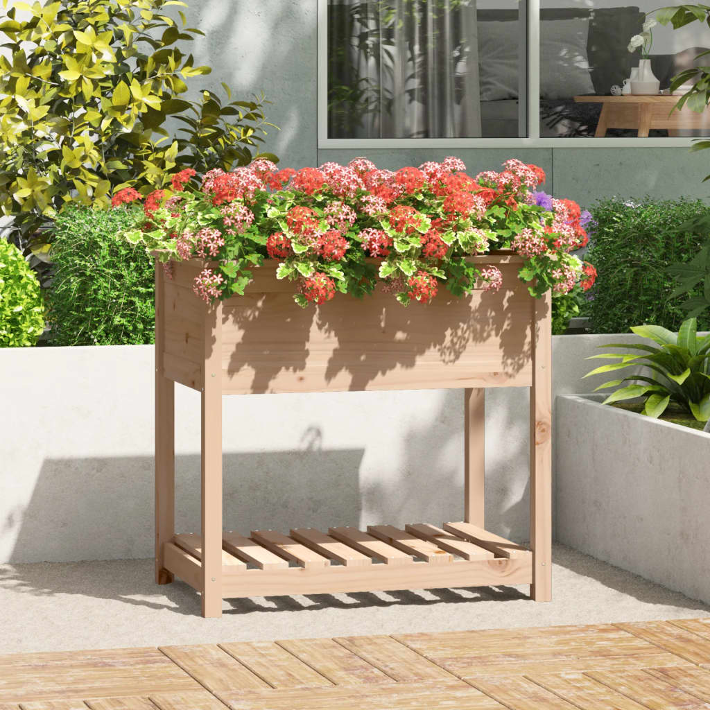 Vidaxx jardinière avec étagère 82,5x54x81 cm bois de pin massif