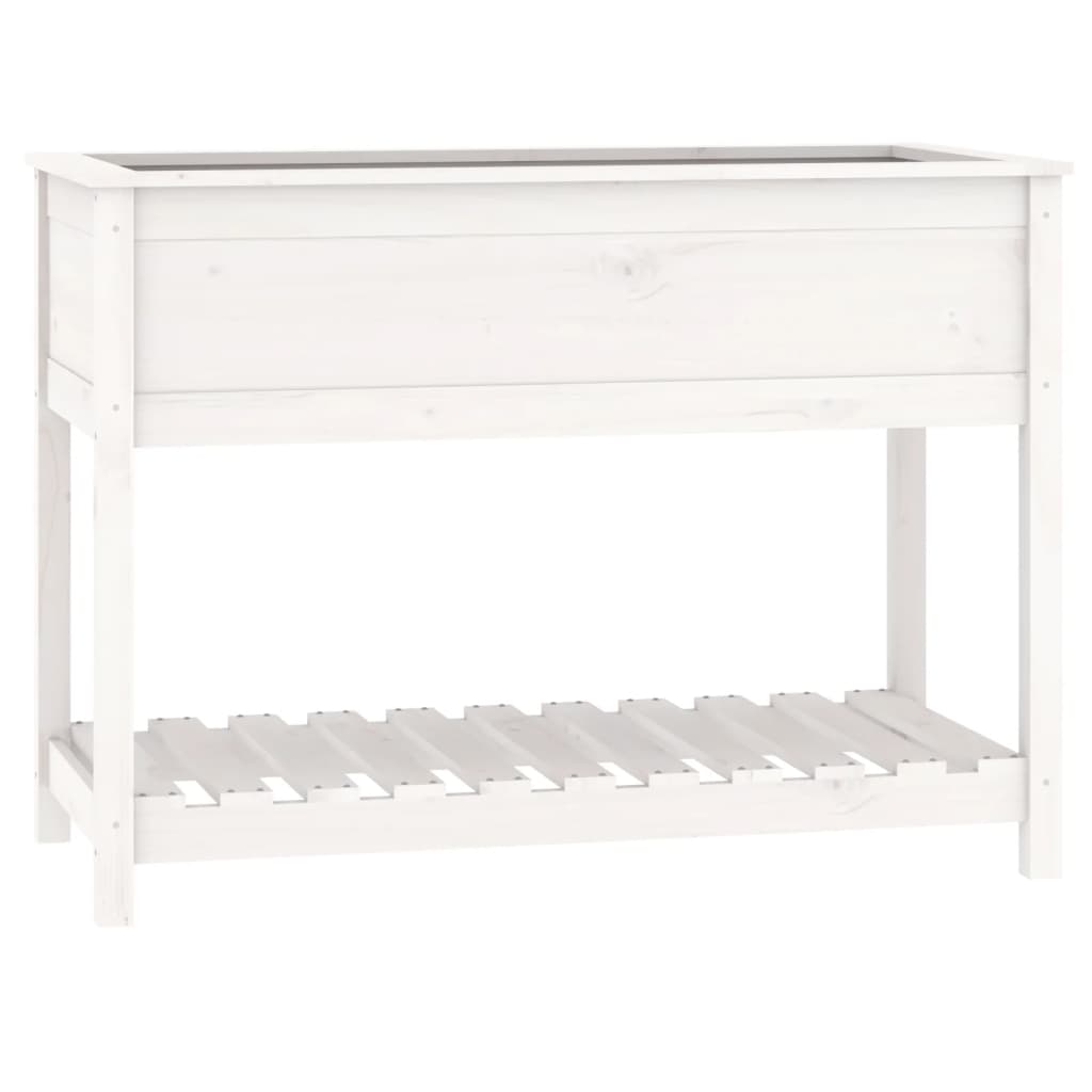 Vidaxx jardinière avec étagère 111,5x54x81 cm bois de pin massif blanc
