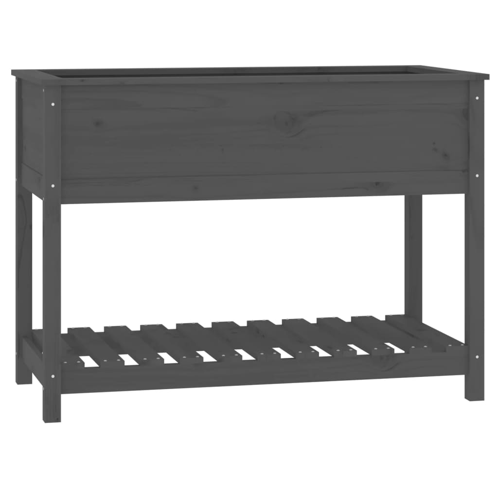 Vidaxx jardinière avec étagère 111,5x54x81 cm bois de pin massif gris