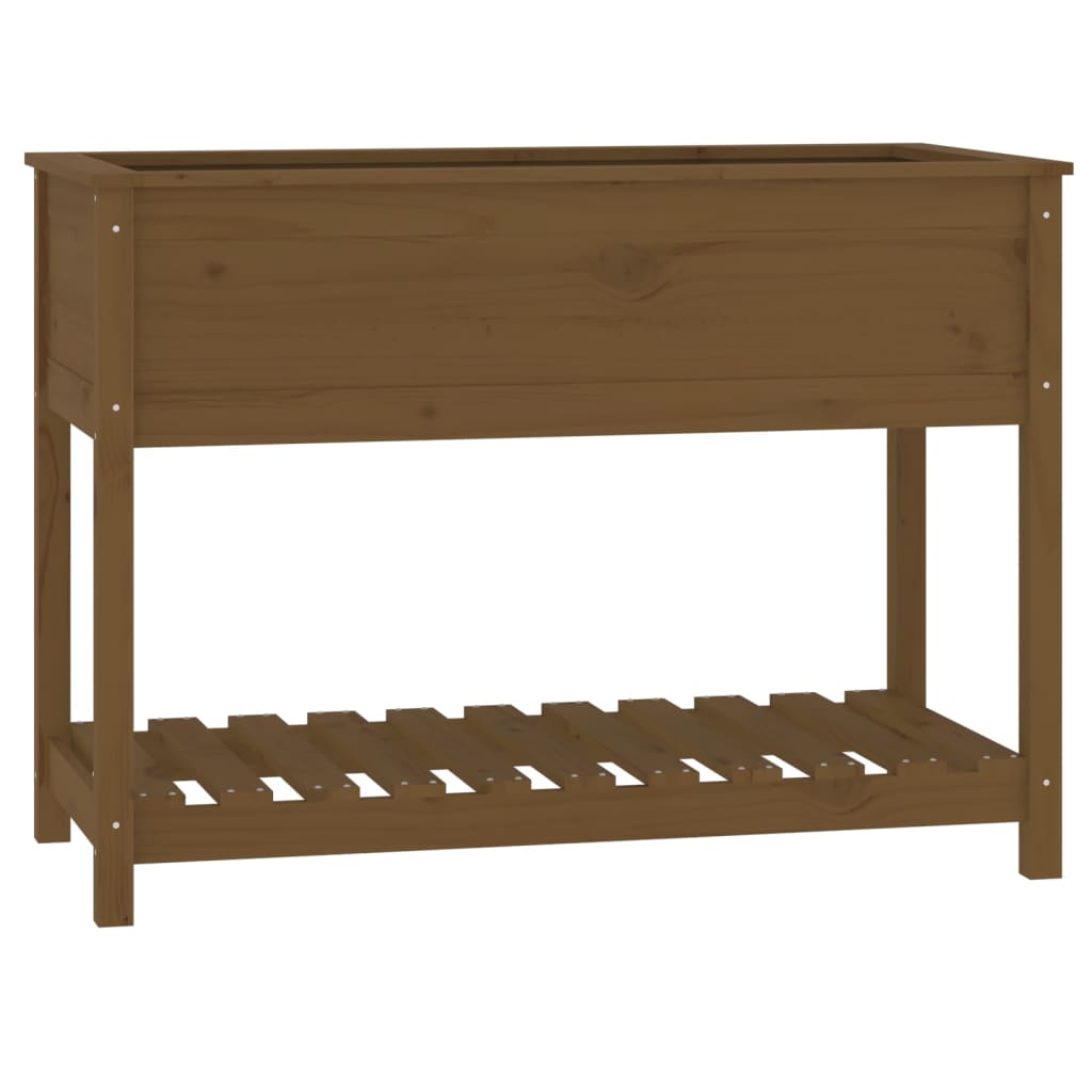 Vidaxx jardinière avec étagère 111,5x54x81 cm bois de pin brun miel