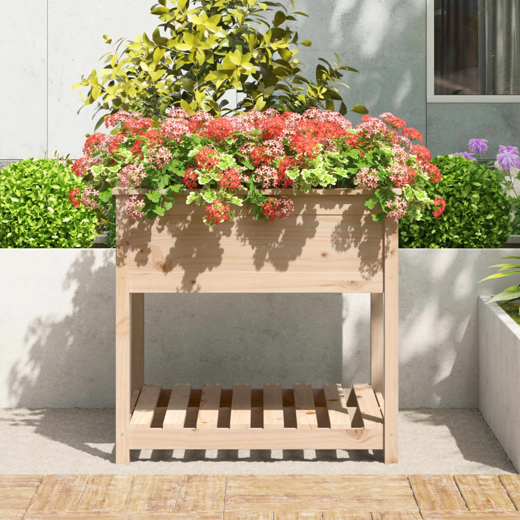 Vidaxx jardinière avec étagère 82,5x82,5x81 cm bois de pin massif