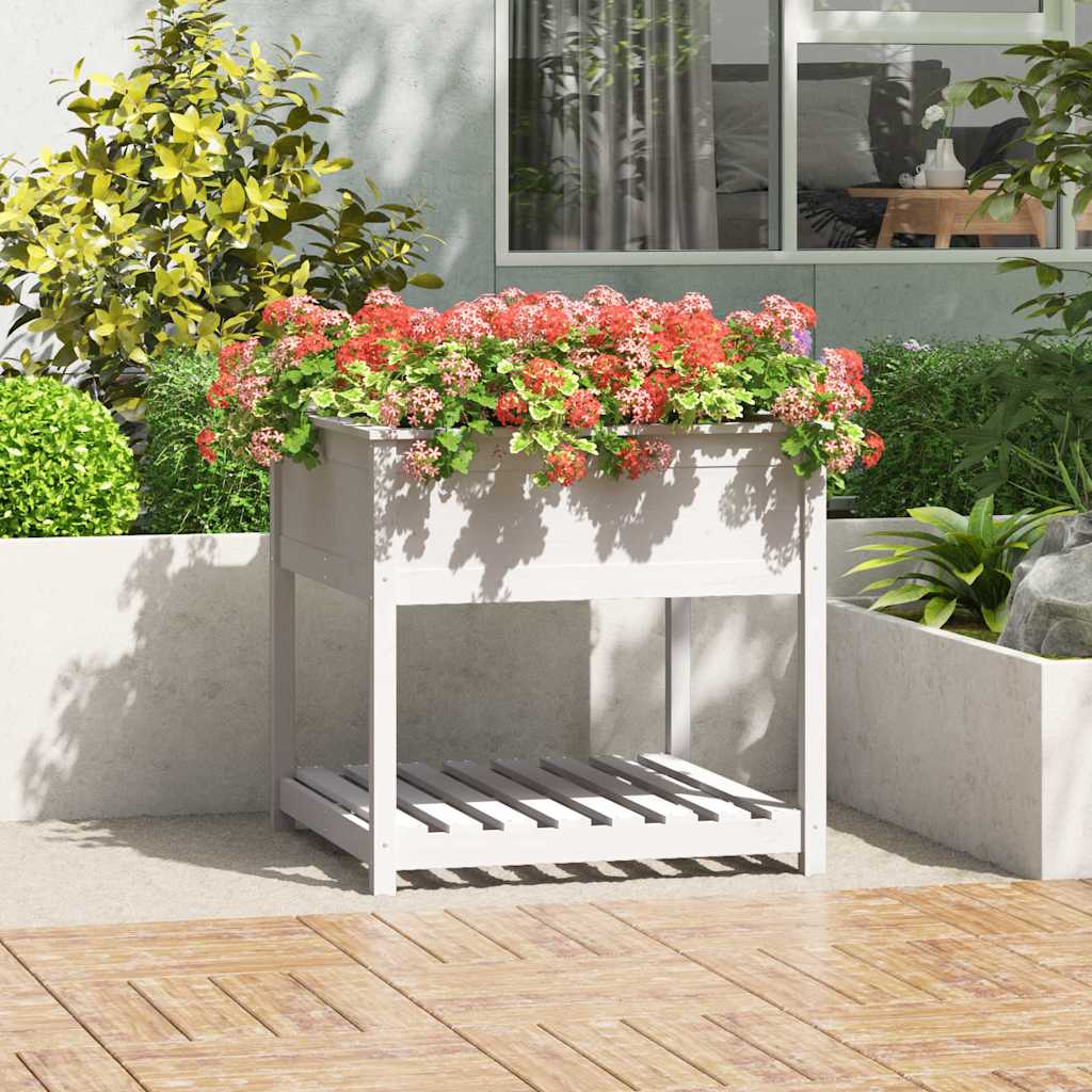 Vidaxx jardinière avec étagère 82,5x82,5x81 cm bois de pin massif blanc