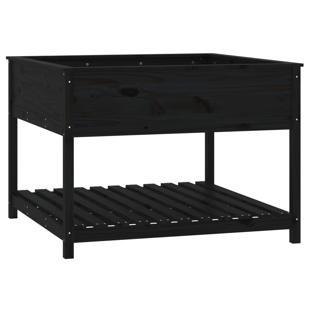 Vidaxx jardinière avec étagère 111,5x111,5x81 cm bois de pin massif noir