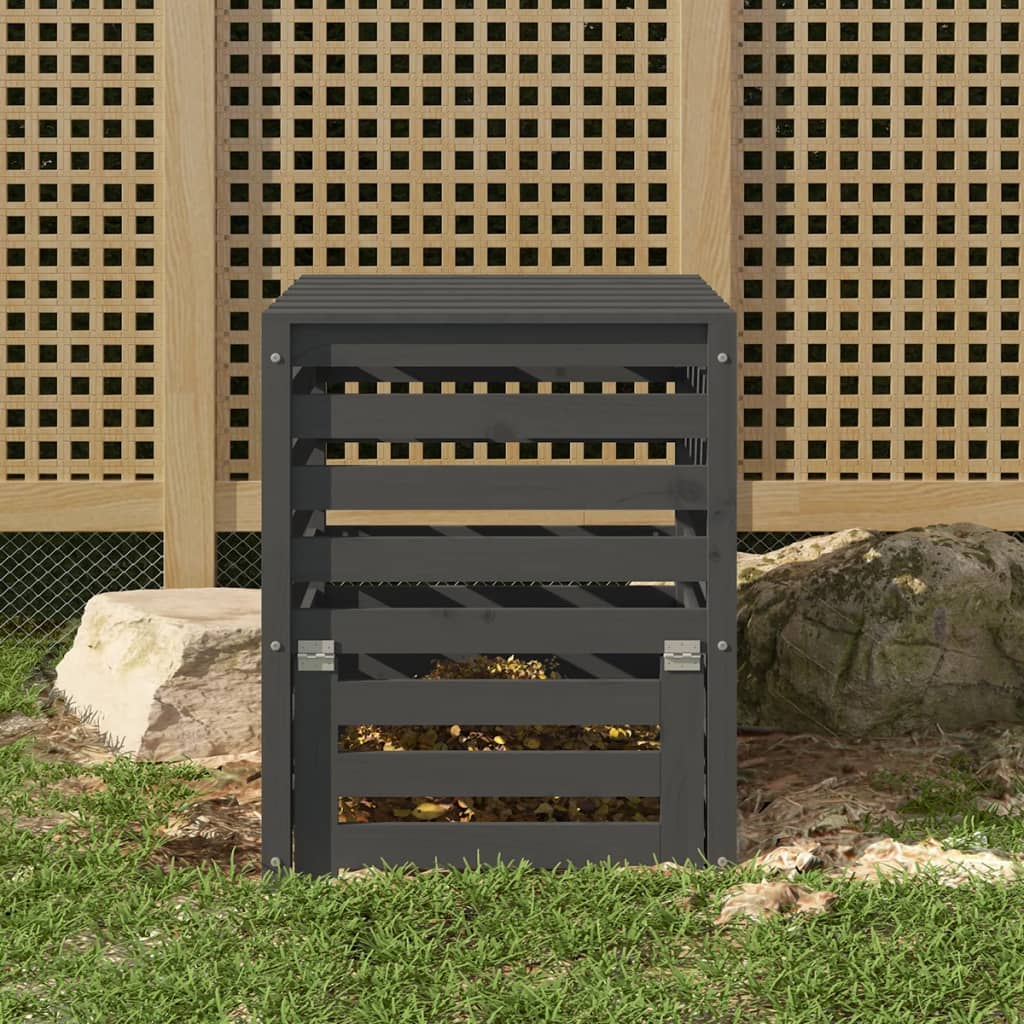Vidaxx bac à compost 63,5x63,5x77,5 cm bois de pin massif gris