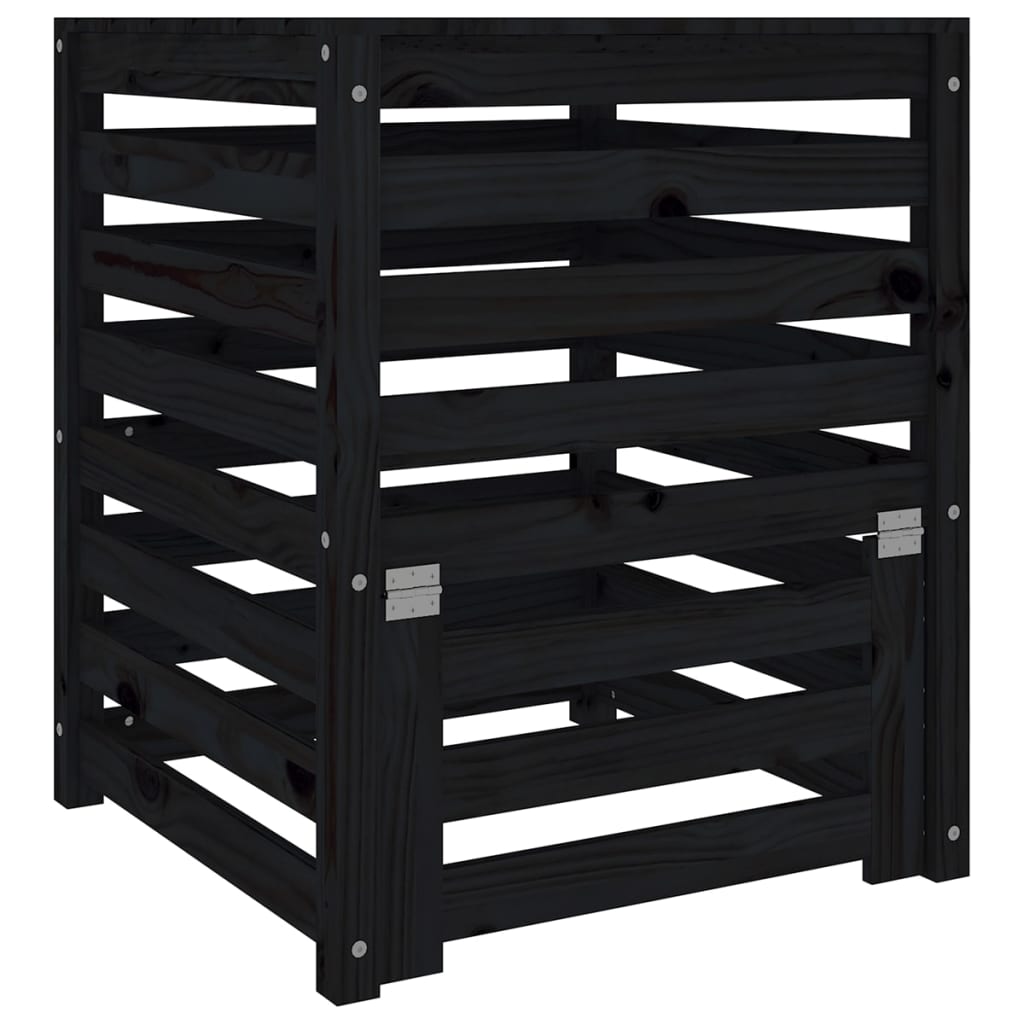 Vidaxx bac à compost 63,5x63,5x77,5 cm bois de pin massif noir