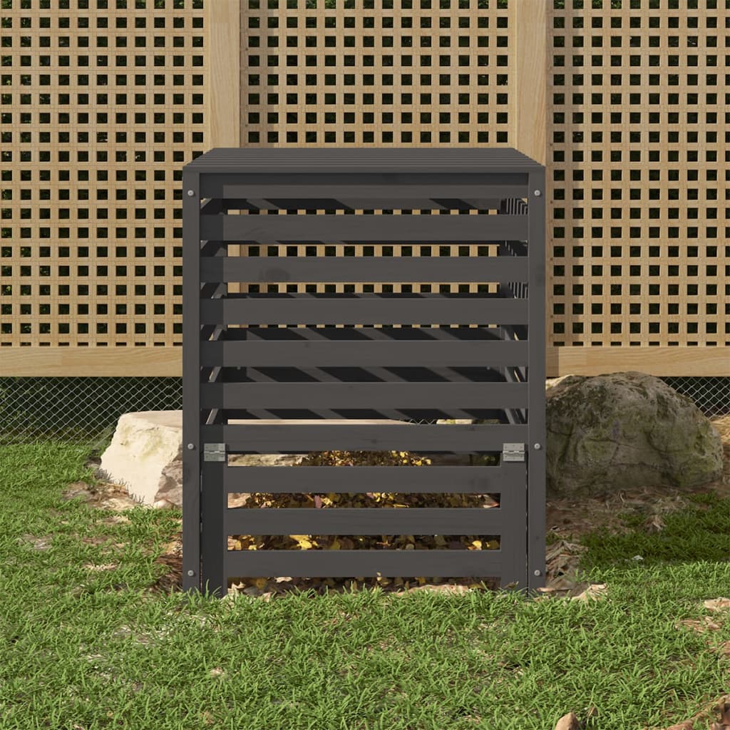 Vidaxx bac à compost 82,5x82,5x99,5 cm bois de pin massif gris