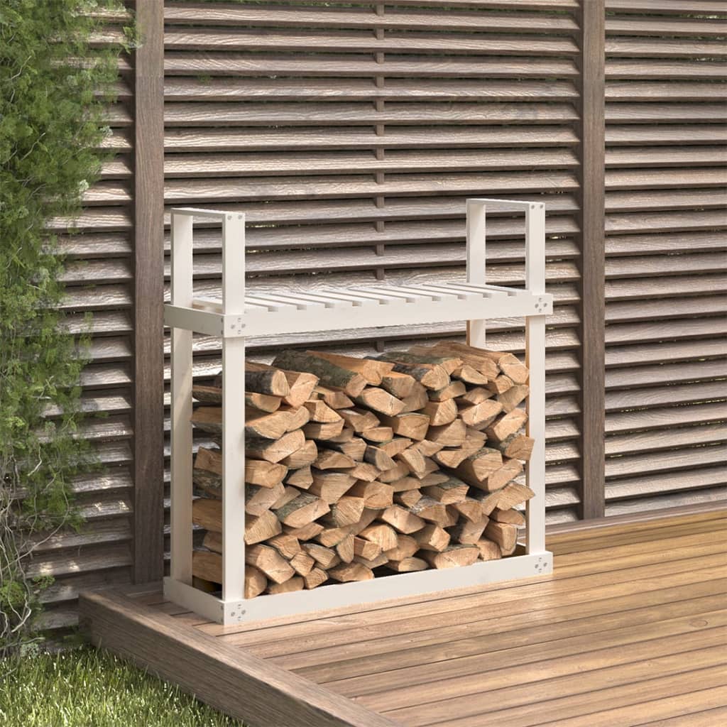 Vidaxx support à bois de cheminée 110x35x108,5 cm bois de pin massif blanc