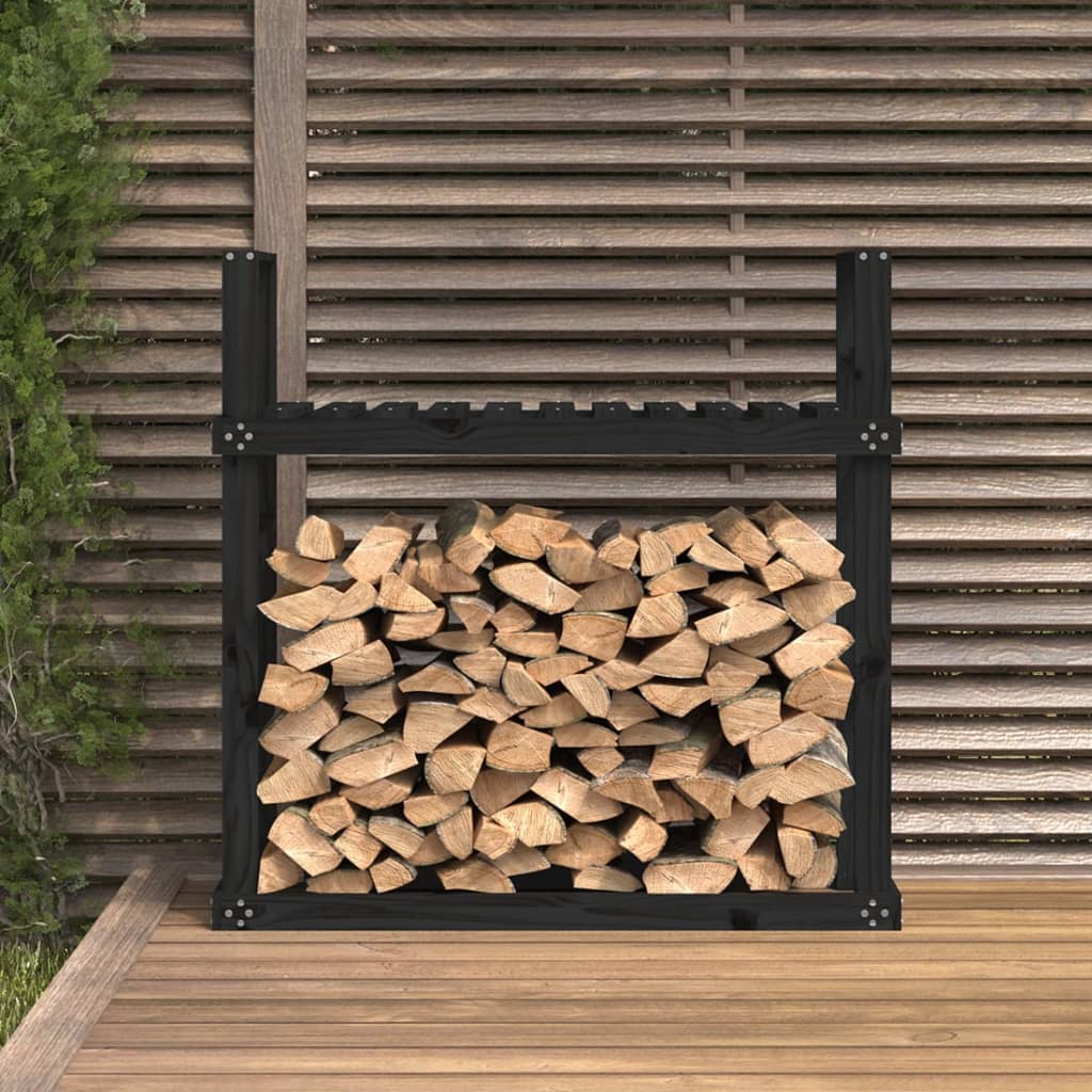 Vidaxx support à bois de cheminée 110x35x108,5 cm bois de pin massif noir