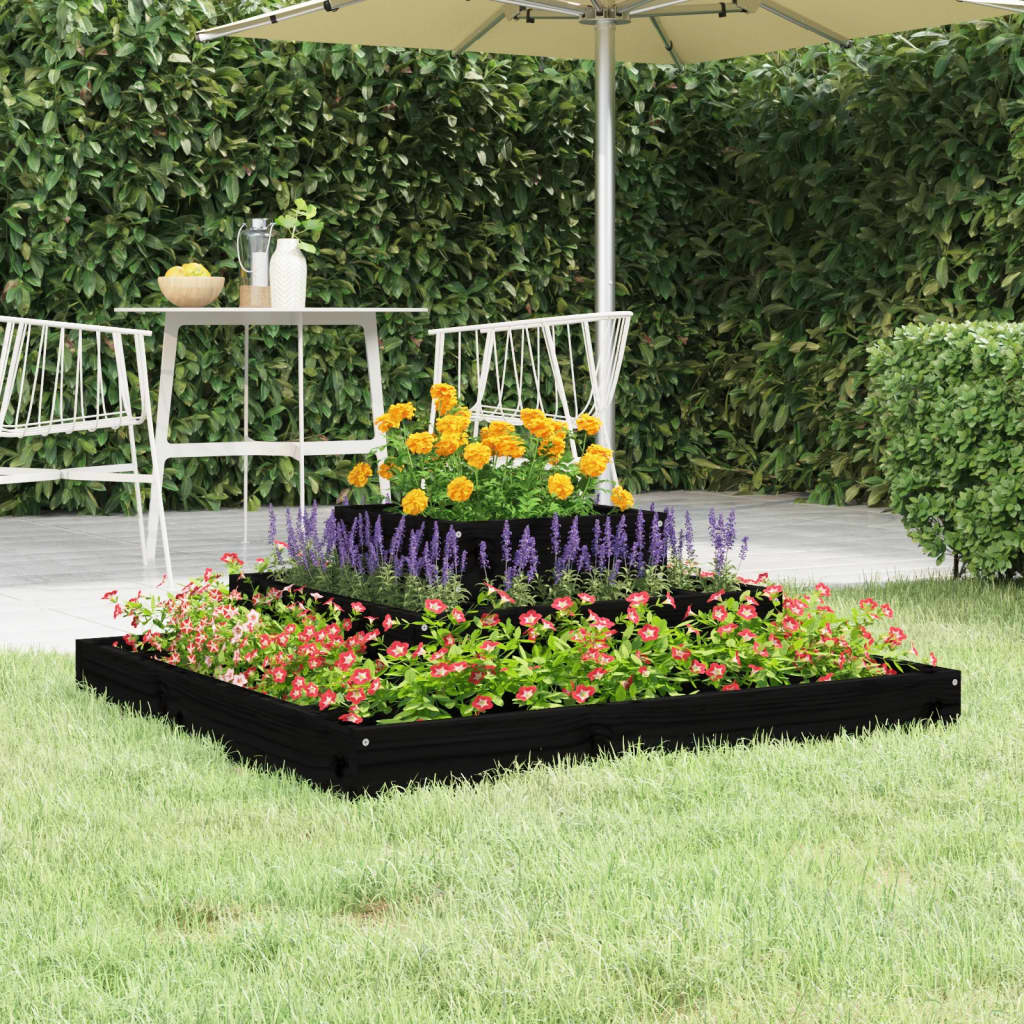 Vidaxx jardinière 80x80x27 cm bois de pin massif noir