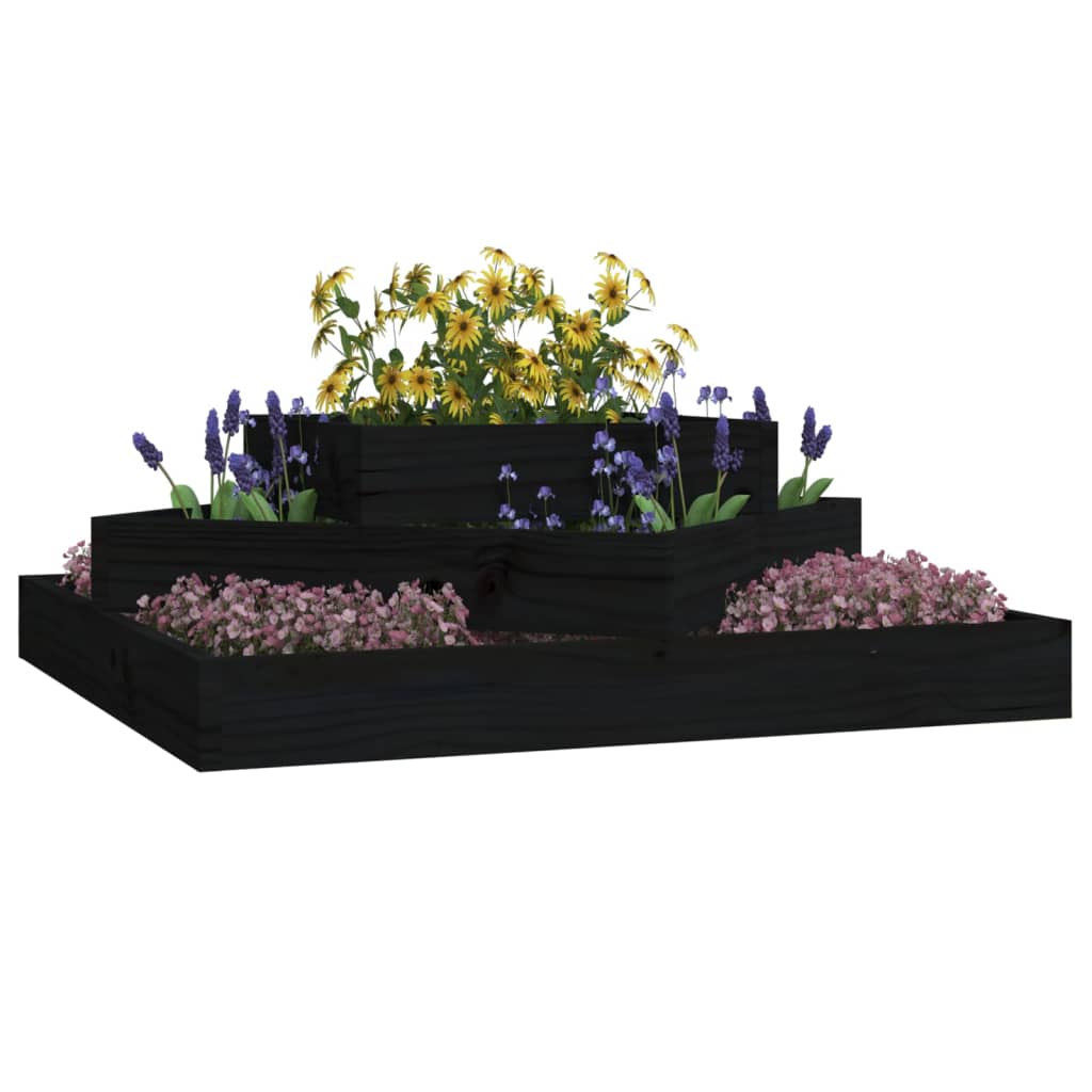 VidaXL Jardinière 83x83x27 cm bois de pin massif noir